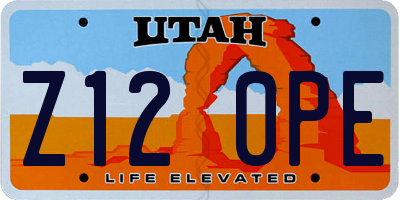 UT license plate Z120PE