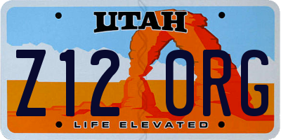 UT license plate Z120RG