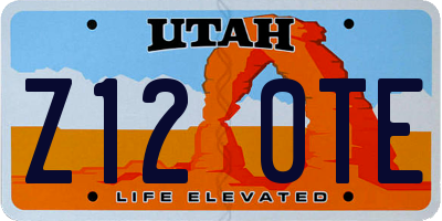 UT license plate Z120TE