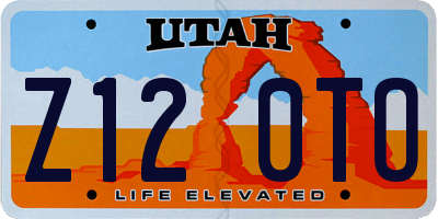 UT license plate Z120TO