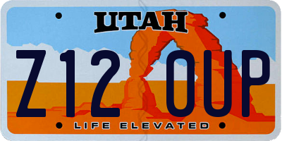 UT license plate Z120UP