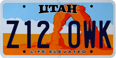 UT license plate Z120WK