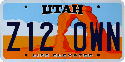 UT license plate Z120WN