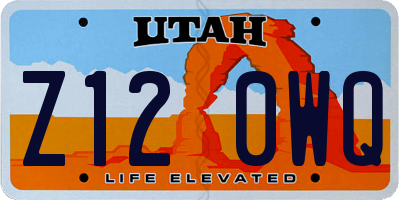 UT license plate Z120WQ
