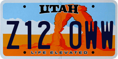 UT license plate Z120WW