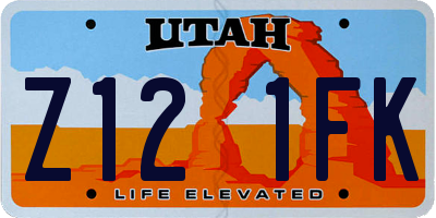 UT license plate Z121FK