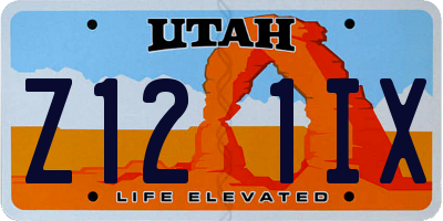 UT license plate Z121IX