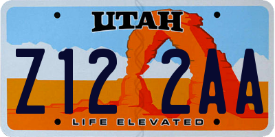 UT license plate Z122AA