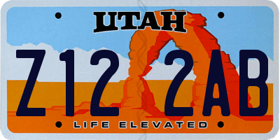 UT license plate Z122AB