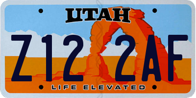 UT license plate Z122AF