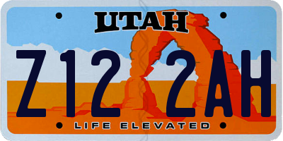 UT license plate Z122AH