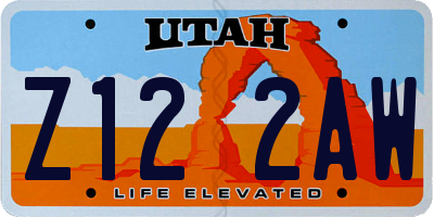 UT license plate Z122AW