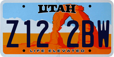 UT license plate Z122BW