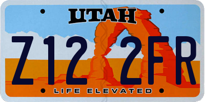 UT license plate Z122FR