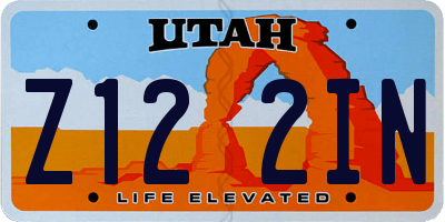 UT license plate Z122IN