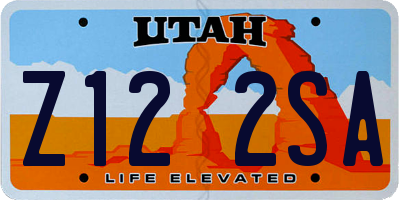 UT license plate Z122SA