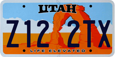 UT license plate Z122TX