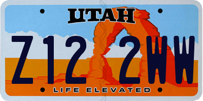 UT license plate Z122WW