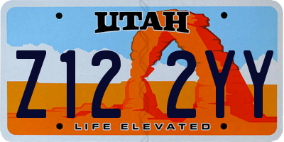 UT license plate Z122YY