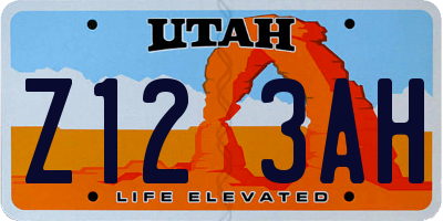 UT license plate Z123AH