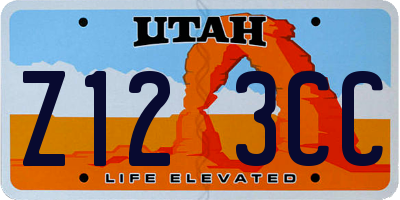 UT license plate Z123CC