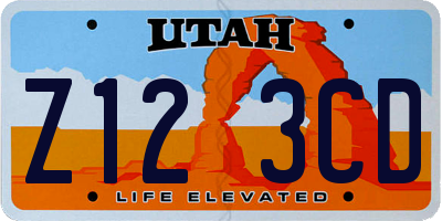 UT license plate Z123CD
