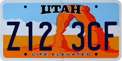 UT license plate Z123CF