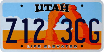 UT license plate Z123CG