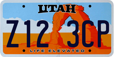 UT license plate Z123CP