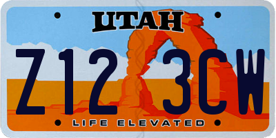 UT license plate Z123CW
