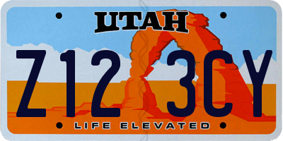 UT license plate Z123CY