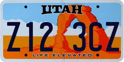 UT license plate Z123CZ