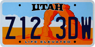 UT license plate Z123DW