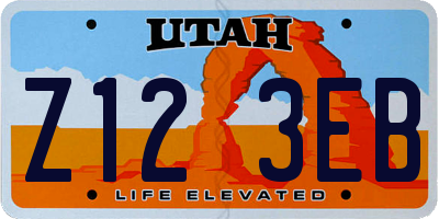 UT license plate Z123EB