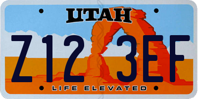 UT license plate Z123EF