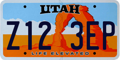 UT license plate Z123EP