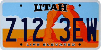 UT license plate Z123EW