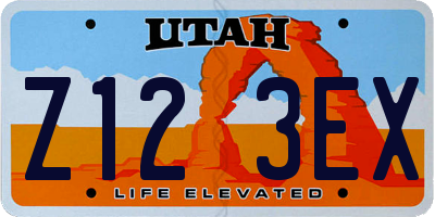 UT license plate Z123EX