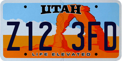 UT license plate Z123FD