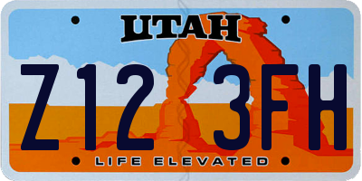 UT license plate Z123FH