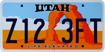UT license plate Z123FT