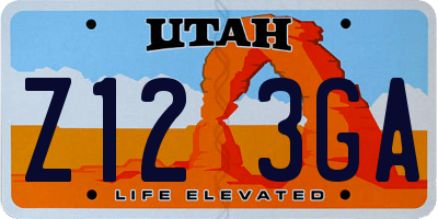 UT license plate Z123GA