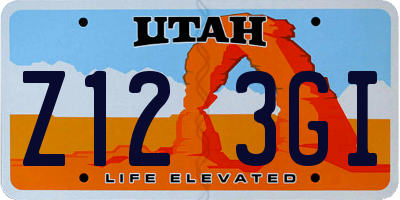 UT license plate Z123GI