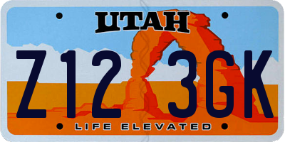 UT license plate Z123GK