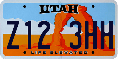 UT license plate Z123HH