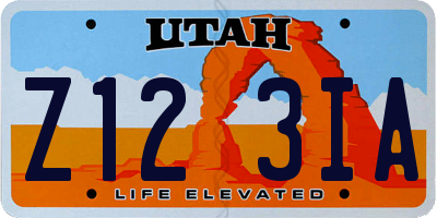 UT license plate Z123IA