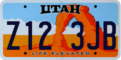 UT license plate Z123JB