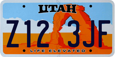 UT license plate Z123JF