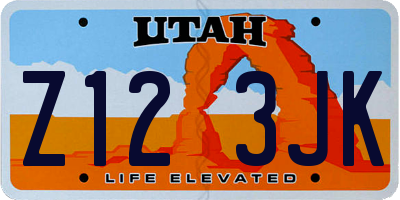UT license plate Z123JK