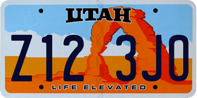 UT license plate Z123JO